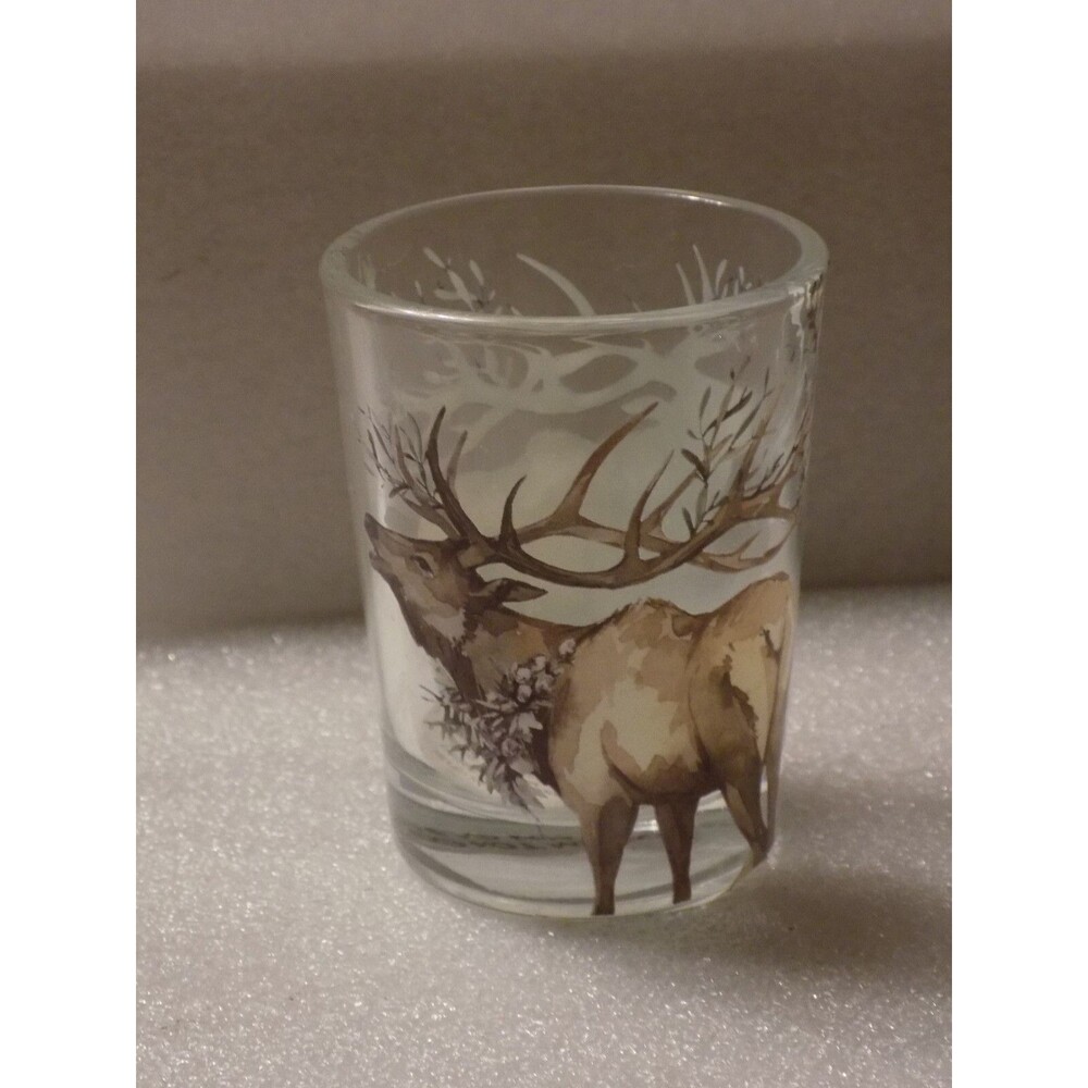 Painted Elk Shot Glass Decor Giftcraft Hand Wash Only